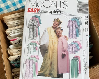 Vintage 1990s Sewing Pattern, Size 3-6 Girls Robe Nightgown and Two Piece Pajama, McCalls 2499 FF