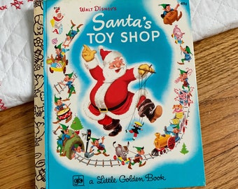 Vintage 1970s Childrens Book, LGB Little Golden Book Disney Santas Toy Shop 1974 VGC