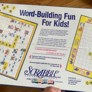 Vintage 1980s Kids Board Game, Scrabble Crossword Game for Juniors Milton Bradley 1989 SEALED image 3