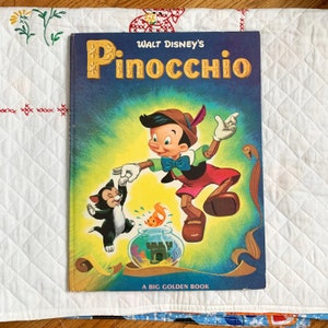 Vintage 1975 Disney Pinocchio Hardcover Big Golden Book - Collectible Children&#39;s Classic Adventure