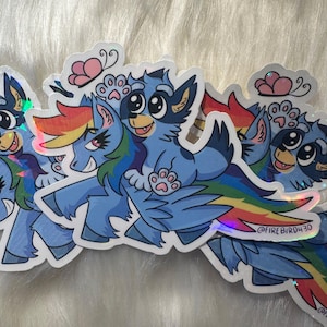3.5 x 4.5 Holographic Rainbow and Blue Sticker | MLP