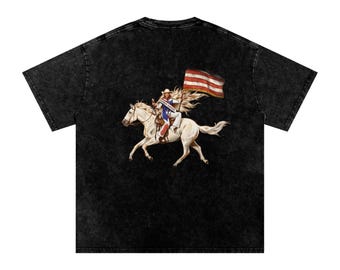 Painted Cowboy Carter (Front & Back) Acid Wash Oversize T-Shirt