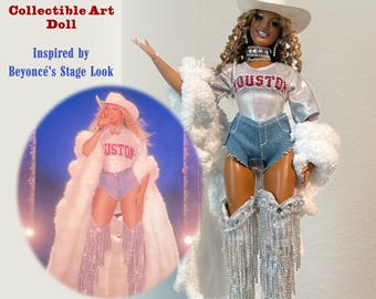 OOAK Custom Fashion Doll – Inspired By Stage Look – Handmade Beyoncé-Inspired Art Doll (DOLL INCLUDED)