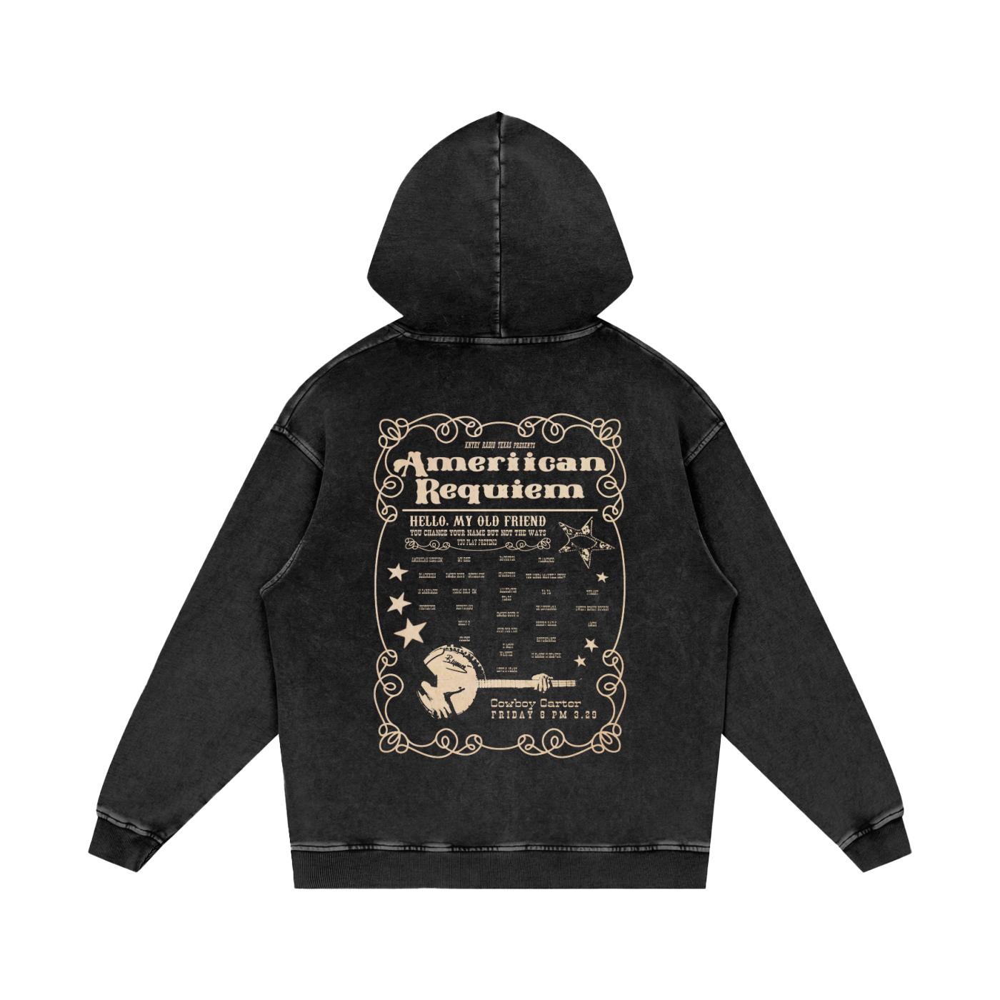 Ameriican Requiem Acid Wash Oversize Hoodie