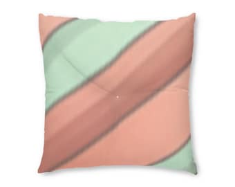 Abstract Peach Mint Stripes Tufted Floor Pillow