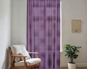 Lavender Sheer Window Curtain | Lightweight Semi-Transparent Drapery Panel