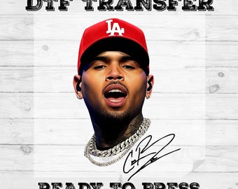 Chris Brown Signature DTF Transfer, CB Fan Gift, Ready to Press