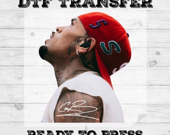 Chris Brown Signature DTF Transfer, CB Fan Gift, Ready to Press
