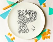P for Pasta - Alphabet Ceramic Plate (Black)