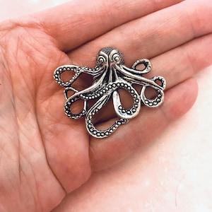 2 Kraken Octopus Silver Connector Grande 43 mm x 34 mm Octopus Collegamento in argento anticato Steampunk