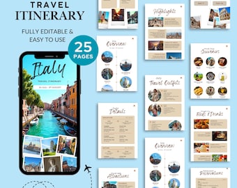 Vacation Itinerary Template, Travel Itinerary Template, Trip Itinerary Template for Girls Trip, Birthday Trip, Family Reunion, Italy Getaway