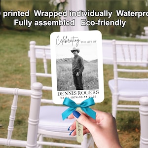 Custom Funeral Hand Fans for Guests Celebration of life Favors Personalized Memorial Photo Fans Custom Party Favors Summer Church Event Fans