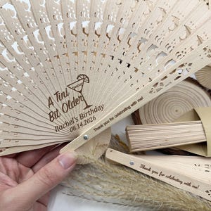 Personalized Birthday Party Favor Fans, Bulk Custom Birthday Sandalwood Hand Fans, Milestone Birthday Fans, 30th, 40th, 60th Birthday Favors