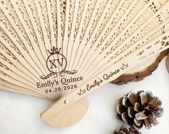 Personalized Mis XV Años Hand Fans Quinceañera Wood Fan Favors Mis Quince Años Party Favors for Guests Sweet 16 15 Birthday Celebration Fans