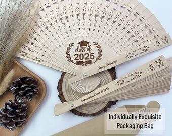 Graduation Program Fans for Class of 2025/Congrats Grad Hand Fans/Nurse Graduation Celebration Gifts/Engraved Folding Fans/Grad Party Favors
