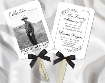 Personalized Memorial Service Favors/Bulk Custom Photo Fans for Funeral Favours/Memorial Paddle Hand Fans/Celebration of Life/Memorial Gifts