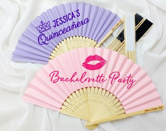 Custom Text/Image/Logo Folding Hand Fans – Personalized Colorful Paper Fans for Bachelorette/Wedding/Bridesmaid Gift & Festival Party Favors