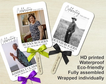 Personalized Church Funeral Fan Favors/Photo Fans with Engraved Handles/Celebration of Life Decorations/Funeral Welcome Favors/Memorial Gift