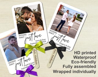 Custom Wedding Program Hand Fans, Nothing Fancy Just Love Photo Fan, Double-Sided Printed, Wedding Favours For Guests, Wedding Ceremony Fans