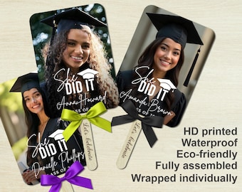 Class of 2025 Graduation Celebration Photo Fans She Did It Personalized Photo Fans with Engraved Handle Congrats Grad Fans Grad Party Favors