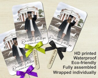 Custom Nurse Grad Fans, Graduation fans, Class of 2025 Ceremony Fans Double-sided, Custom Fans with Handles, Custom Graduation Fans
