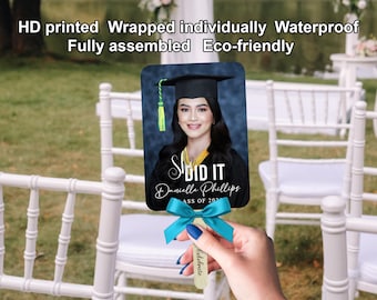 Personalized Graduation Fans/Waterproof Custom Grad Hand Fans/Personalized Double-Sided Printed Photo Fan/Class of 2025 Grad Fans