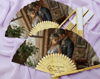 Personalized Paper Wedding Fan Favors/Rustic Folding Hand Fans for Guest/Wedding Ceremony Photo Fans/Custom Party Program Fans/Wedding Gifts