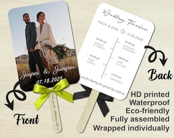 Wedding Program Fans, Wedding Timeline Fans, Wedding Favors for Guests, Wedding Gift Photo Fans, Ceremony Hand Fans, Minimalist Wedding Fans