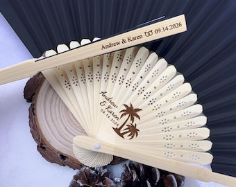 Personalized Wedding Paper Hand Fans & Bags Set Bridesmaid Gifts Party Favors for Guests Groomsmen Fan Gifts Bridal Shower Folding Hand Fans