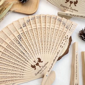 Personalized Baptism Gift Wooden Hand Fans First Holy Communion Favour Birthday Favour Bulk Christening Favours for Guests Church Event Gift