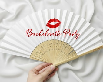 Custom Bachelorette Party Hand Fans – Personalized Text Folding Paper Fan/Wedding Favor & Bridesmaid Gift/Destination Bach Party Decorations