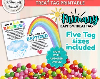 LDS Baptism Gift | When I Am Baptized Rainbow Treat Tag | Primary Baptism Printable | Handout for Baptism Gift or Lesson | Eight is Great