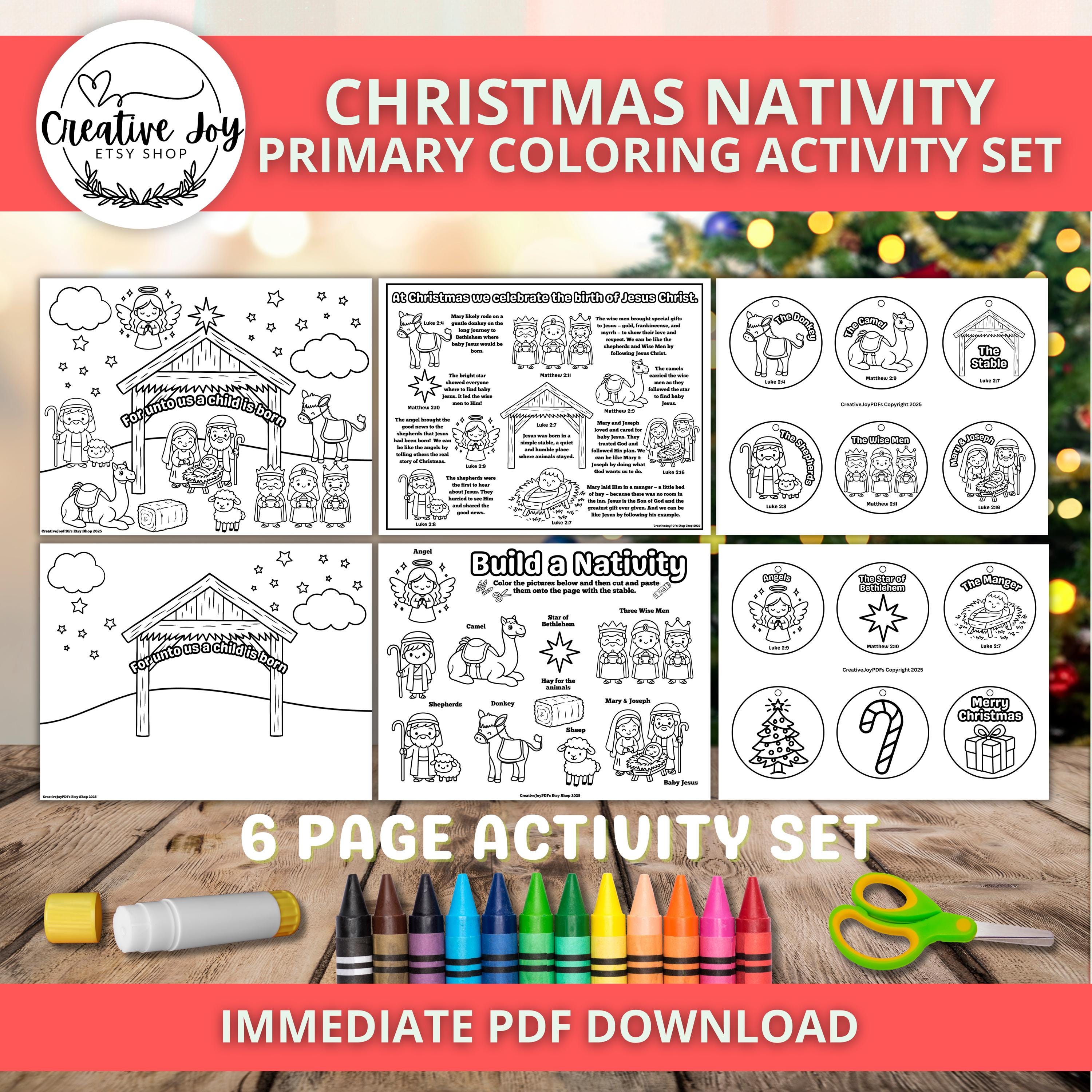 40 Candy Cane Crafts Kids Will Love 27 Christmas Nativity Primary Coloring Activity Set LDS Nativity…