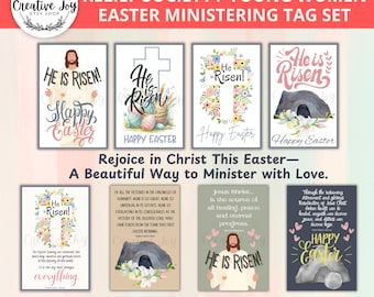 He is Risen Easter Ministering Gift Tag Bundle | April Ministering Tag | Easter Gift for Young Women | LDS Relief Society Ministering
