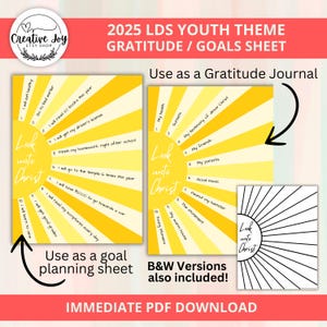 2025 LDS Youth Theme | Look Unto Christ | Goals and Gratitude Pages | Young Women | Come Follow Me