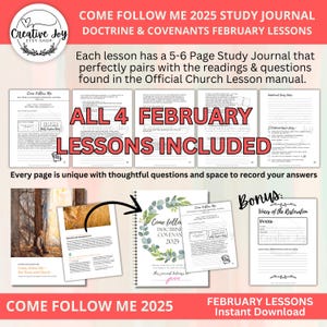 Come Follow Me 2025 Doctrine and Covenants February Lessons | Study Journal Workbook | Book of Mormon | LDS Scripture Study Guide