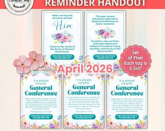 General Conference Reminder Handout | April 2026 Easter Edition | Relief Society Ministering Printable | YW | LDS Conference Handout