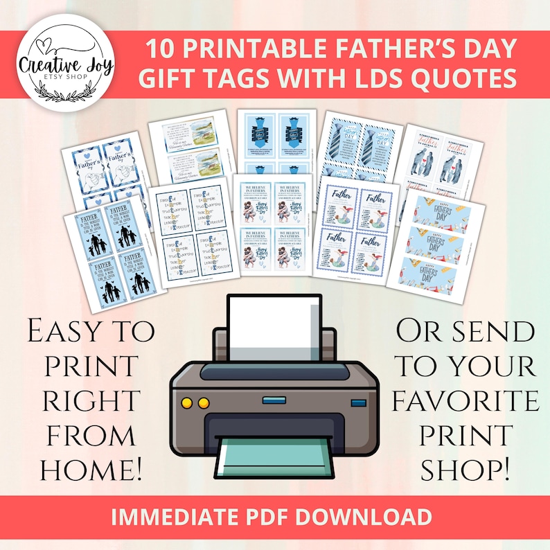 LDS Father’s Day Gift Tags | Set of 10 Printable Cards With ...