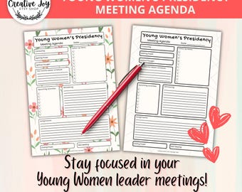 Young Women's Leader Meeting Agenda | LDS Young Women’s Presidency Meeting Template | Printable PDF
