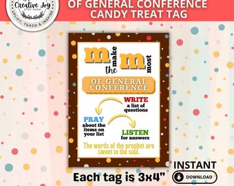 Make the Most of General Conference Treat Tag LDS Printable | Young Women | Young Men | Primary | Ministering | General Conference Reminder