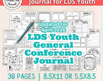 April 2026 LDS Youth General Conference Printable Packet for Teens & Tweens | Note Taking Journal | Coloring Pages | Printable PDF Download