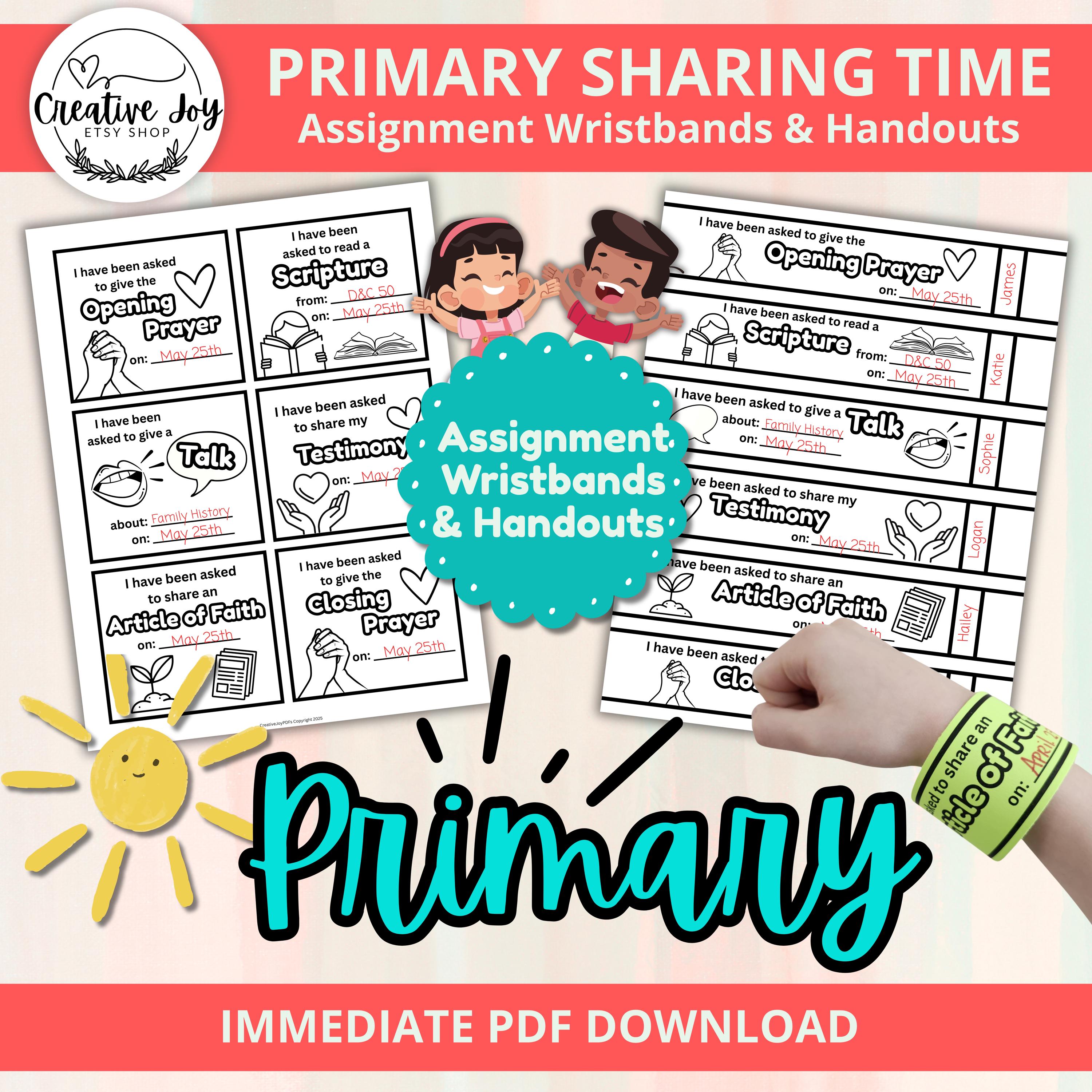 Lds Assignment Tree LDS Primary Sharing Time Assignment Tags and Wristbands | Primary ...