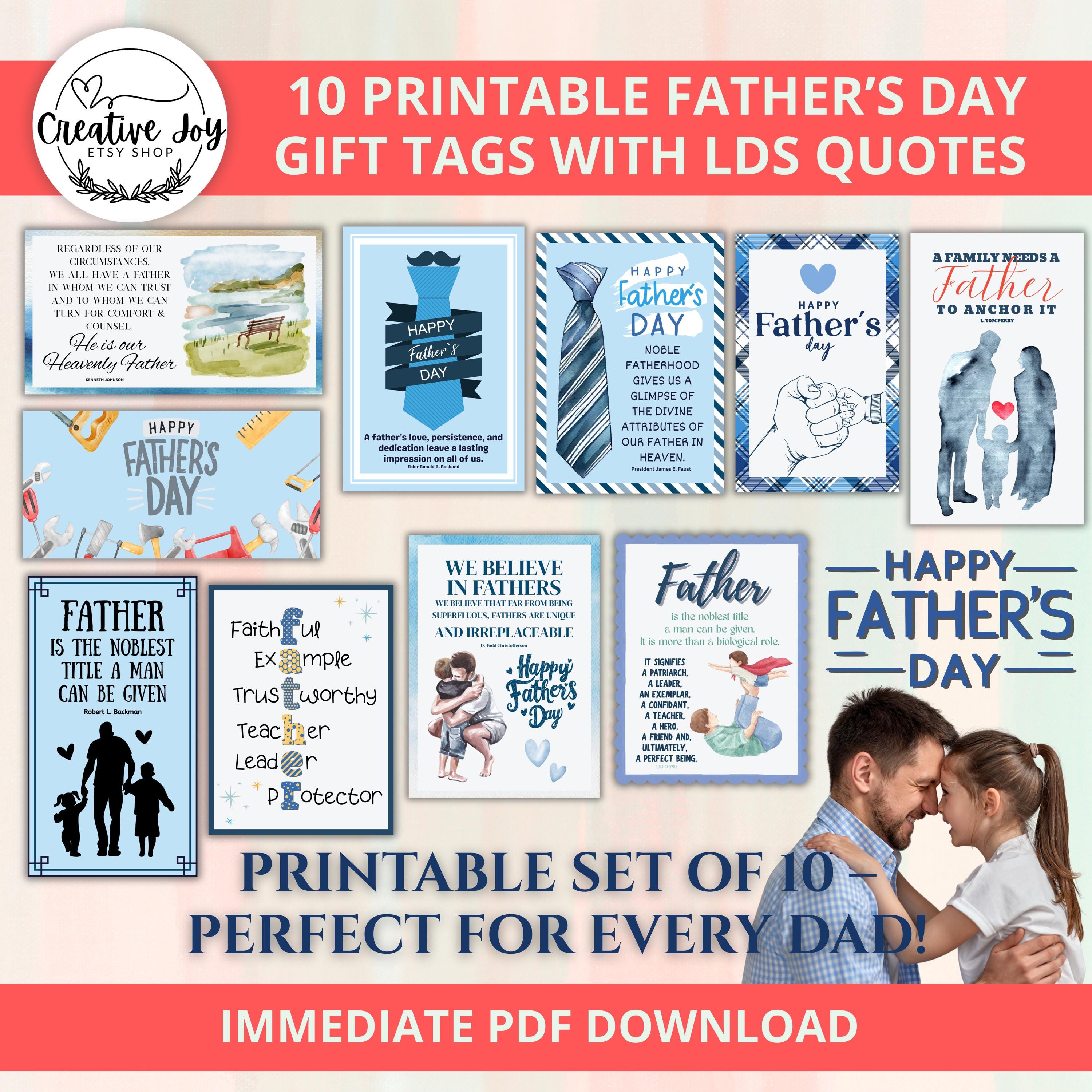 LDS Father's Day Gift Tags | Set of 10 Printable Cards With
