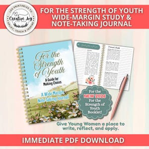 For the Strength of Youth Wide Margin Study Journal Notebook | LDS Young Women Printable | Youth FSY Curriculum 2026 | YW Notes | Printable