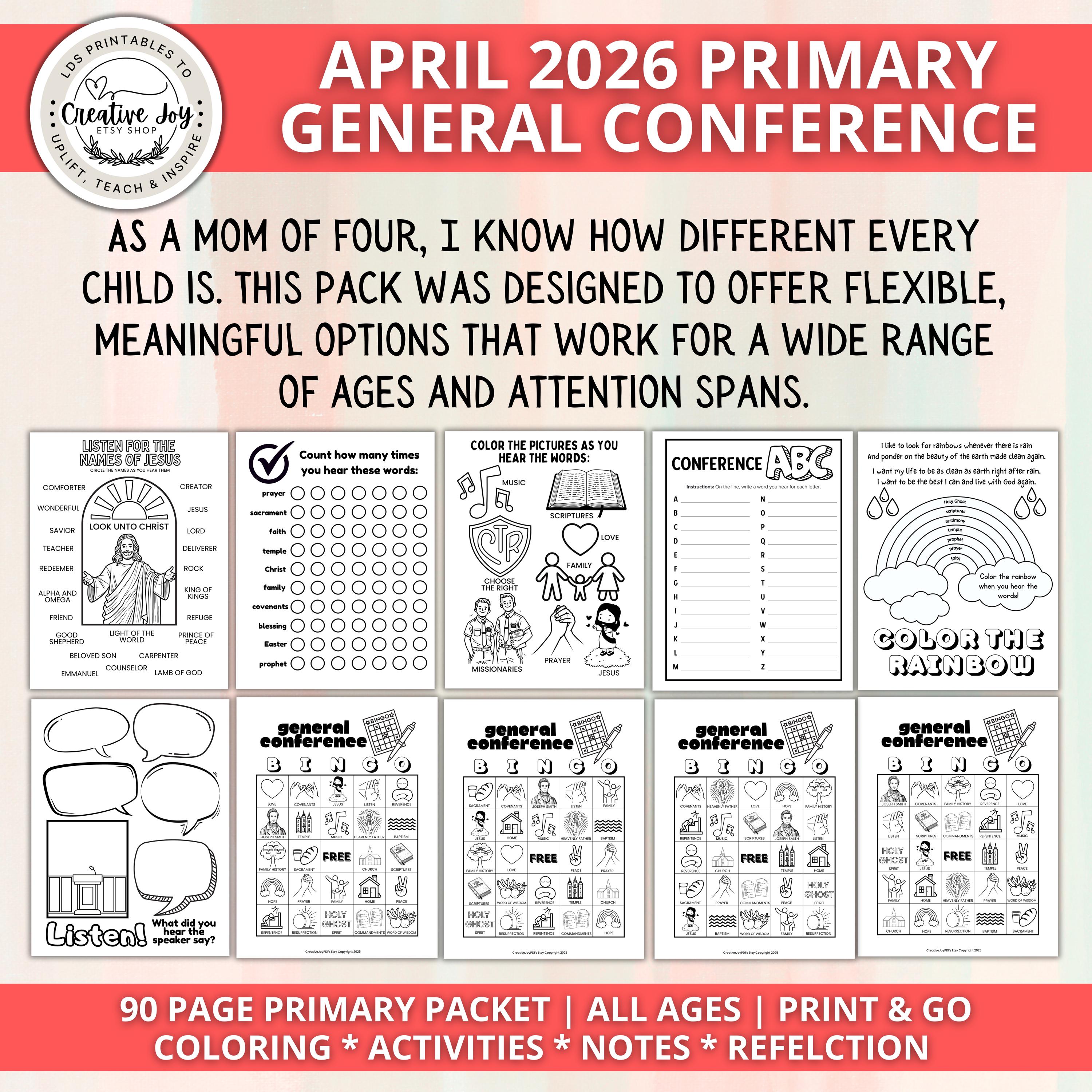 April 2026 Primary General Conference Activity Packet | LDS Primary ...