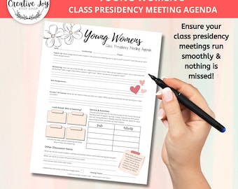 LDS Young Women Class Presidency Meeting Agenda | Church of Jesus Christ of Latter-Day Saints | LDS Young Women Binder 2025