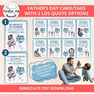 Etiquetas de regalo para el Día del Padre SUD / 2 juegos de 8 tarjetas imprimibles con citas inspiradoras de líderes de la Iglesia, el sacerdocio y el cuórum de élderes