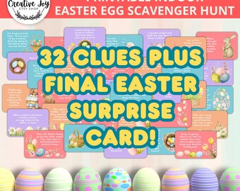 Indoor Easter Scavenger Hunt for Kids | Treasure Hunt Easter Clues for Kids | Printable Easter Game | Fun Family Activity | Printable Game