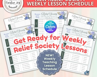 New Relief Society 30 Min Weekly Lesson Schedule 2026 & 2027, Editable Canva Template, Presidency Planner, LDS Lesson Planner, Class Handout