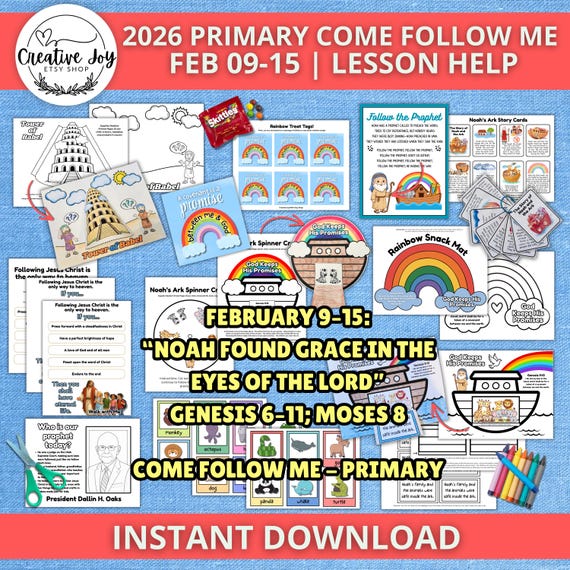 2026 Primary Come Follow Me Lesson Help Feb 9–15 | Tower of Babel & Noah’s Ark Activities | LDS Primary Printable | Old Testament Crafts